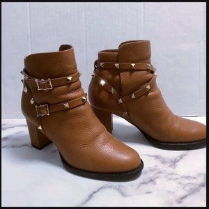 Valentino Garavani Cognac leather ankle bootie size  EU 36.5